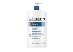 Earlier vitamin B5 packaging of Lubriderm Daily Moisture Fragrance-Free Lotion