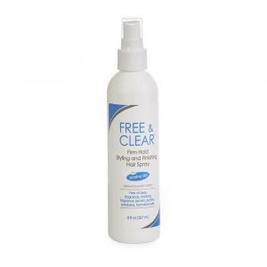 Earlier Free & Clear packaging of the fragrance-free hair spray now sold as Vanicream Hair Spray