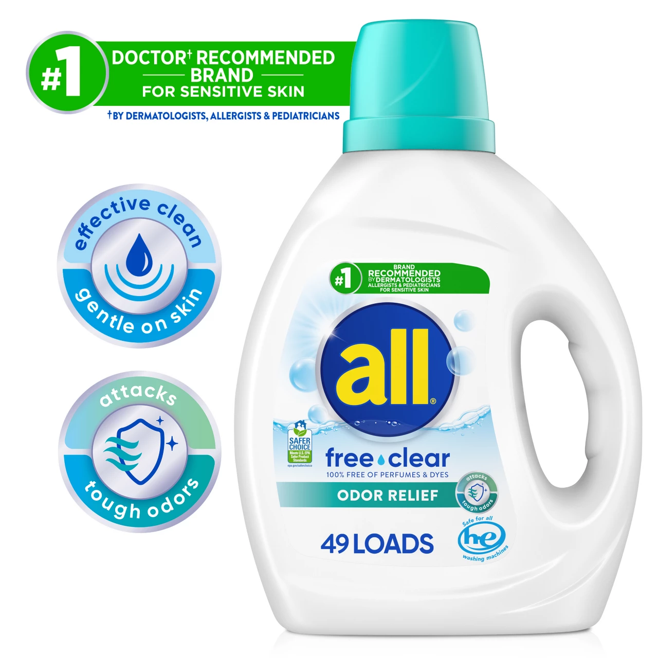 all free clear Odor Relief liquid laundry detergent